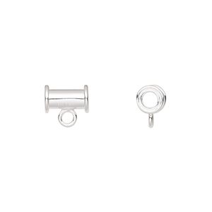 Bead 1pkg4 sterling silver, 9x6mm tube / closed loop