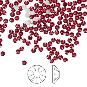 Flat back 144pk light Siam foil back, Preciosa MAXIMA Czech crystal hotfix rhinestone 2.3-2.5mm chaton rose round SS8