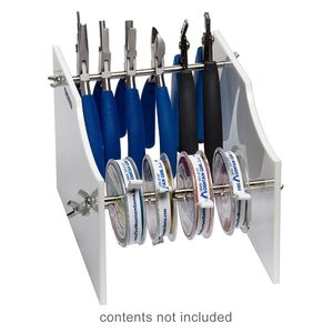 Rack, Beadalon&reg; Spool Tamer&trade;, acrylic and steel, white and blue, 5-1/4 x 5-3/4 x 7-3/4 inches. Sold individually.
