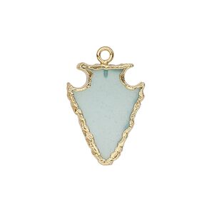 Drop 1pkg1, gold-finished electroplated sterling silver and chalcedony, 20x15mm hand-cut arrowhead