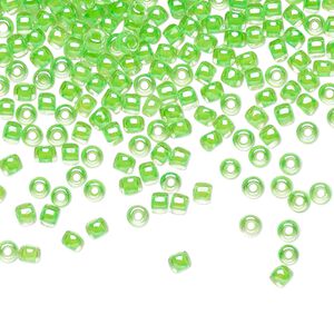 Seed bead, TOHO BEADS&reg;, glass, pkg/50g, #11 round, translucent luminous inside color neon green (TR-11-805).