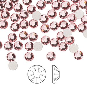 Flat back 1440pk light rose foil back, Preciosa MAXIMA Czech crystal hotfix rhinestone 4.6-4.8mm chaton rose round SS20