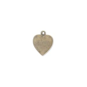 Charm, antique gold-plated brass, 11x10mm heart. Sold per pkg of 10.