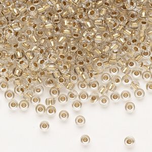 Seed bead, Preciosa Ornela Czech glass, pkg/50g, #8 rocaille, transparent metallic bronze-lined clear, (68106).