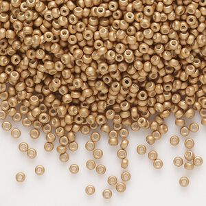Seed bead, Miyuki, glass, pkg/250g, #11 rocaille, opaque matte galvanized mead, (RR-2082).