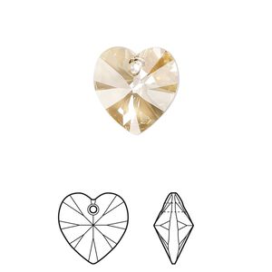 Drop 24pk crystal golden shadow, Crystal Passions&reg; 14mm pendant heart 6228