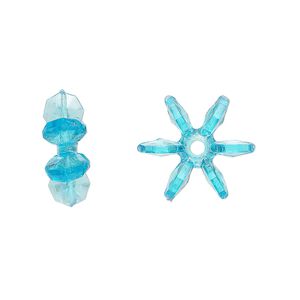Bead, acrylic, transparent teal, 14x5mm paddle wheel. Sold per pkg of 500.