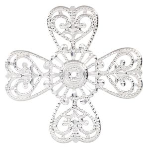 Component, silver-finished steel, 61mm single-sided cross. Sold per pkg of 10.