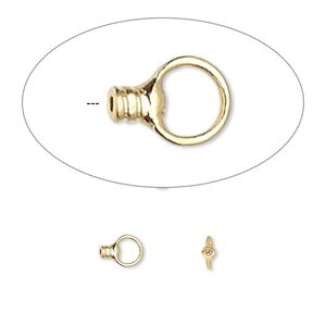 Crimp end 1pkg10 gold-plated, 2.5x1.5mm tube / loop / approx 0.5mm inside diameter, brass