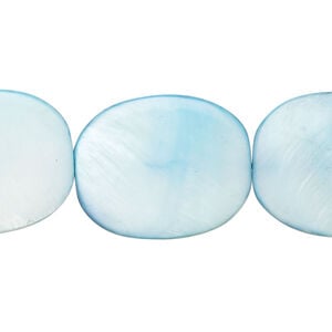 Mother-of-pearl shell 1pkg1, flat oval bead 15 inch aqua blue 23x19mm-24x19mm