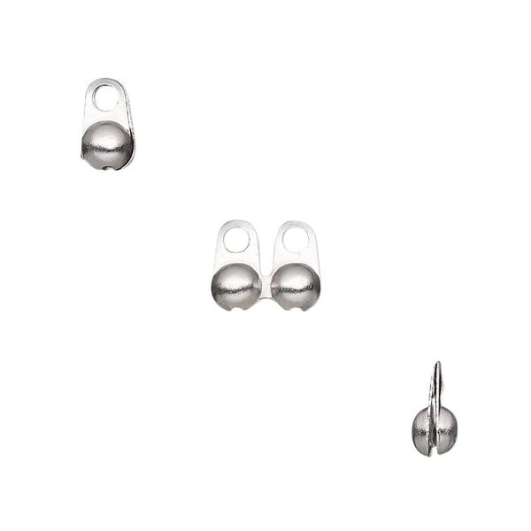 Bead tip side clamp-on 1pkg100 stainless steel, 8x4mm / 2 closed loops / fits 3.2mm ball, Hot Tips&reg; image number 0