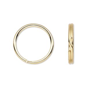 Key ring 1pkg100 gold-finished, 20mm round, 16.6mm inside diameter / steel