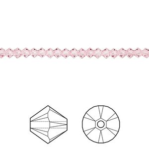Bead 144pk light rose, Crystal Passions&reg; 3mm bicone 5328