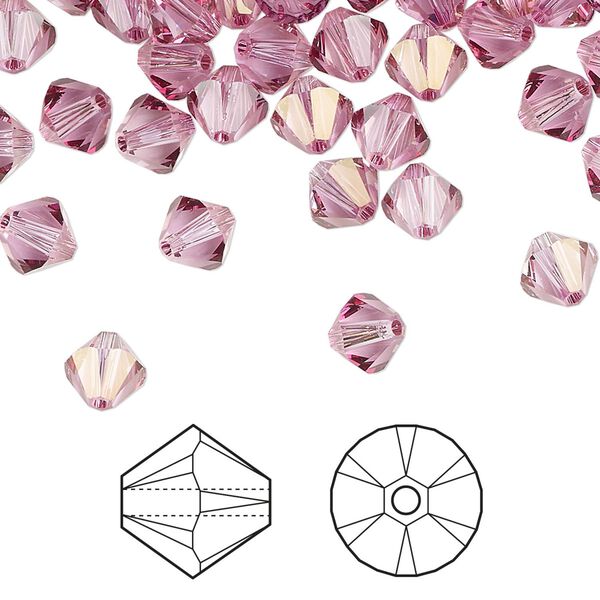 Bead 360pk dark rose, Swarovski&reg; 6mm XILION bicone 5328 image number 0