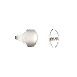 Cord end glue-in 1pkg6 silver-plated, 14x11mm / 10x5mm inside diameter, brass
