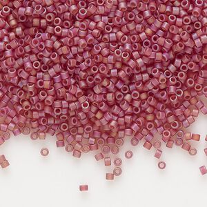 Seed bead, Delica&reg;, glass, pkg/7.5g, #11 round, translucent matte rainbow dark cranberry (DB-0867).
