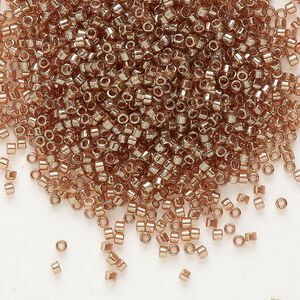 Seed bead, Delica&reg;, glass, pkg/7.5g, #11 round, translucent gold luster peach topaz (DB-0102).