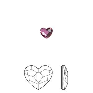 Flat back 24pk dark rose foil back, Crystal Passions&reg; 6mm heart 2808