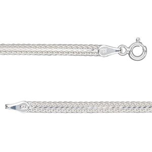 Chain 1pkg1 sterling silver foxtail, 3mm hammered / mixed clasp, 20 inch