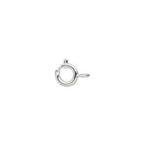 Springring 1pkg100 silver-plated, 7mm, brass clasp 1-strand