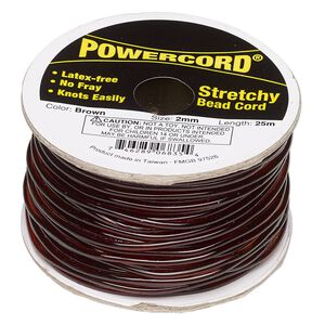 Cord, Powercord&reg;, elastic, brown, 2mm, 21.5-pound test. Sold per 25-meter spool.