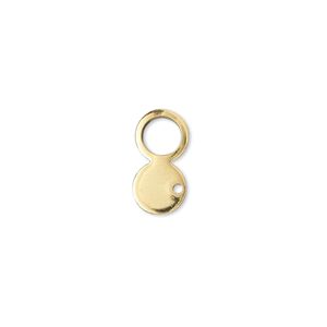 Link, gold-plated brass, 14x7mm loop and flat round, 1 hole. Sold per pkg of 100.