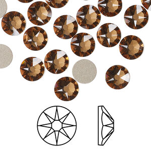 Flat back 1pkg144 light smoked topaz foil back, Swarovski&reg; ReCreated&trade;, 7.07-7.27mm rose round SS34 2088