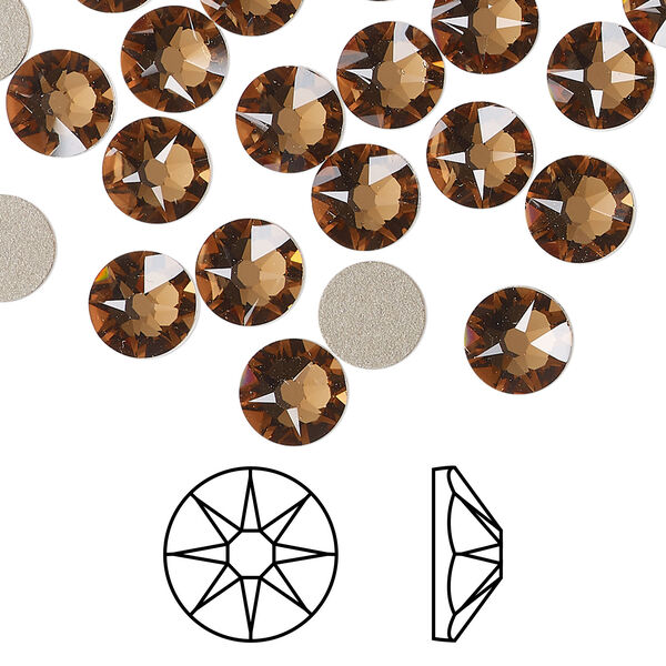 Flat back 1pkg144 light smoked topaz foil back, Swarovski&reg; ReCreated&trade;, 7.07-7.27mm rose round SS34 2088 image number 0