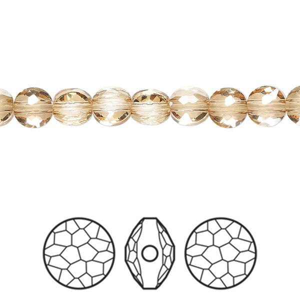 Bead 288pk crystal golden shadow, Swarovski&reg; 6mm puffed round 5034 image number 0