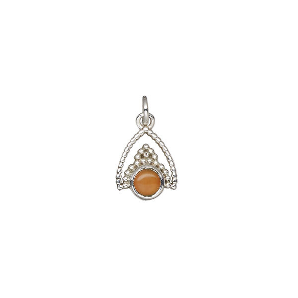 Drop 1pkg1, antiqued sterling silver and carnelian, 11x9mm beaded image number 1