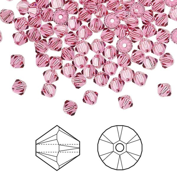 Bead 1440pk rose, Swarovski&reg; 4mm XILION bicone 5328 image number 0