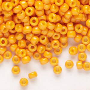 Seed bead, Miyuki, glass, pkg/25g, #6 rocaille, opaque outside dyed squash, (RR-1478).