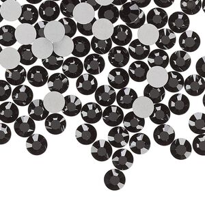 Flat back, Dance With Me&trade; crystal rhinestone, jet, foil back, 4.6-4.8mm rose, SS20. Sold per pkg of 144 (1 gross).
