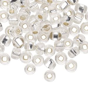 Seed bead, Preciosa Ornela Czech glass, pkg/50g, #2 rocaille, transparent silver-lined clear, (78102).
