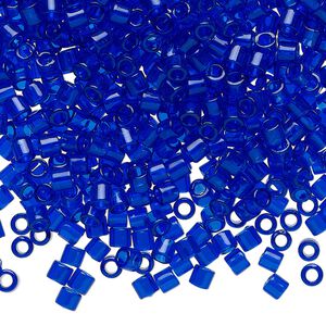 Seed bead, Delica&reg;, glass, pkg/7.5g, #8 round, transparent cobalt (DBL-0707).