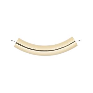 Bead 1pkg10 gold-plated, 30x5mm curved tube, brass