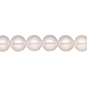 Pearl, White Lotus&trade;, cultured freshwater (bleached), white, 8-8.5mm semi-round, B+ grade, Mohs hardness 2-1/2 to 4. Sold per 15-1/2" to 16" strand.