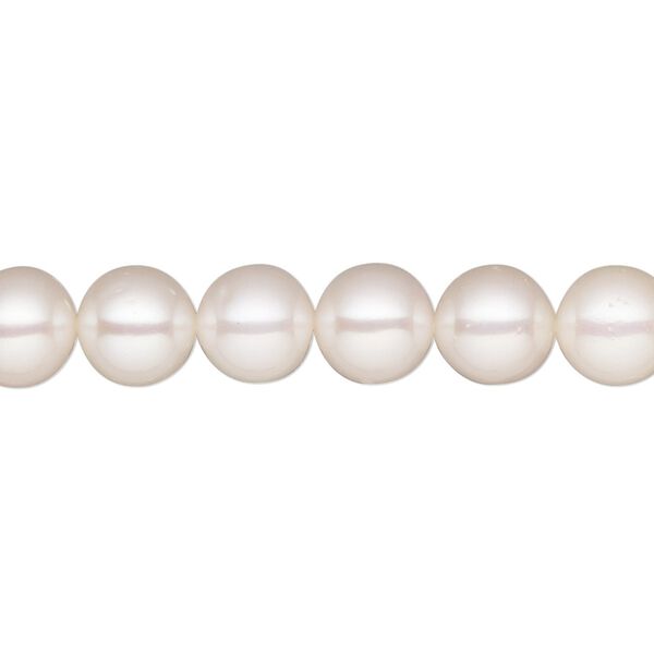Pearl, White Lotus&trade;, cultured freshwater (bleached), white, 8-8.5mm semi-round, B+ grade, Mohs hardness 2-1/2 to 4. Sold per 15-1/2" to 16" strand. image number 0