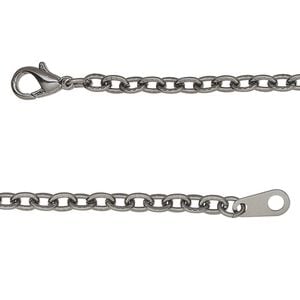 Chain 1pkg1 cable, 3mm textured / lobster claw clasp, gunmetal-finish steel 24 inch