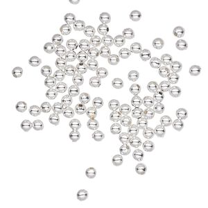 Bead 1pkg100 silver-plated, 2.5mm round, steel