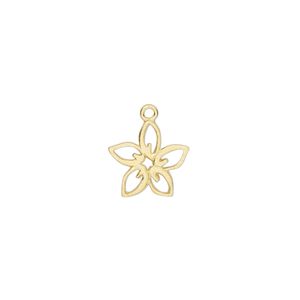 Charm Amoracast&reg; 1pkg1 sterling silver, 12mm single-sided cutout open plumeria flower, brushed "vermeil" (gold finish)