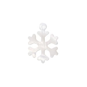 Drop, mother-of-pearl shell (natural) 1pkg1, 20x15mm hand-cut top-drilled 2sided snowflake.