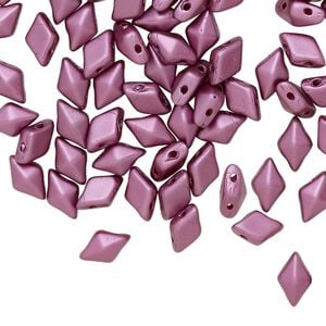 Bead, DiamonDuo&trade;, Czech pressed glass, opaque jet pastel burgundy, 8x5mm faceted diamond with flat back and (2) 0.7-0.8mm holes. Sold per 50-gram pkg, approximately 350 beads.