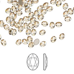 Flat back 12pk crystal golden shadow foil back, Crystal Passions&reg; 4x3mm oval 2603
