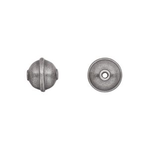 Bead 1pkg20 silver-plated, 10mm rimmed round / bench made style, steel antique