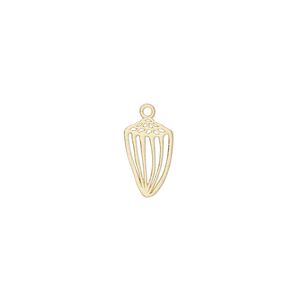 Charm, Amoracast&reg;, brushed "vermeil" (gold-finished sterling silver), 12x8mm two-sided cone shell with cutouts. Sold individually.