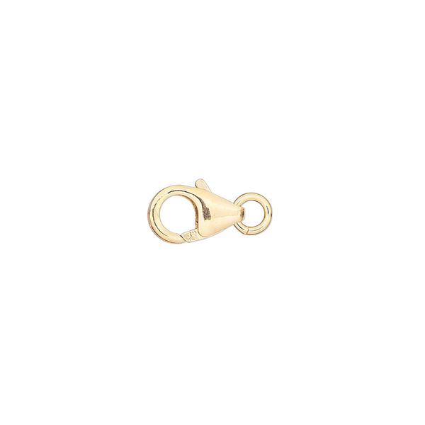 Clasp lobster claw 1pkg1 14Kt gold-filled, 10x6mm round / 4mm jump ring, 1-strand image number 0