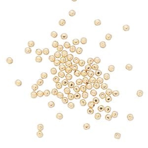 Bead 1pkg100 gold-plated, 2mm squared round, brass