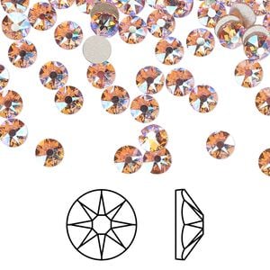 Flat back 1440pk light rose shimmer foil back, Swarovski&reg; 4.6-4.8mm rose round SS20 2088