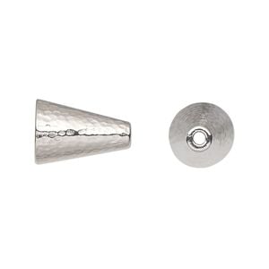 Cone, TierraCast&reg;, "Hammertone" collection, white bronze-plated pewter (tin-based alloy), 15x10mm with hammered design. Sold per pkg of 10.